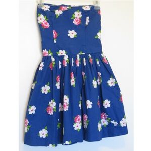Abercrombie & Fitch blue strapless floral dress